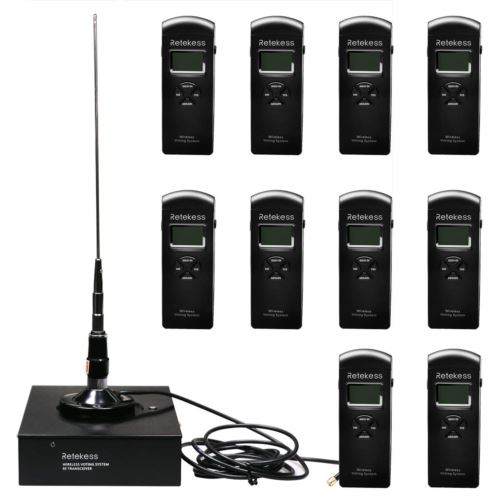 Retekess Wireless Conference Voting System Support 24 Channels 1 T146 Main Control Base Station and 10 T147 Wireless Voting Devices