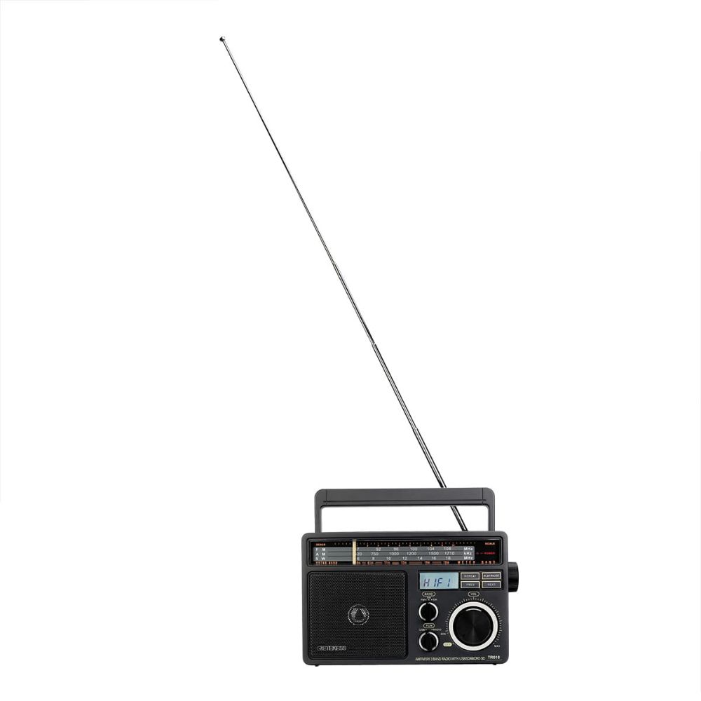 RETEKESS TR618 Портативное радио FM AM SW Радиоприемник с цифровым MP3-плеером Большой громкоговоритель и ручка для домашнего гаража