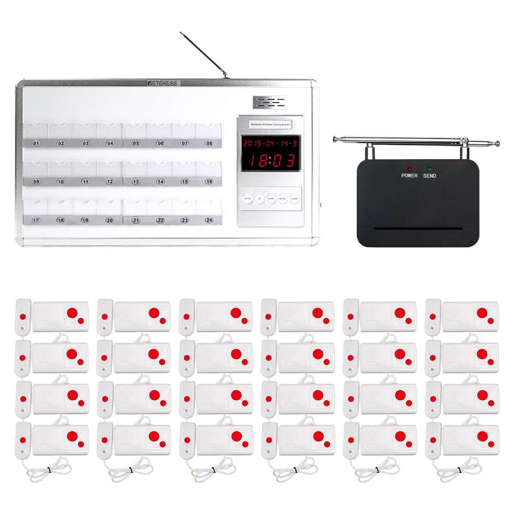 Retekess TD121 Беспроводной хост-приемник с TD021 Ретранслятор сигнала и Кнопка вызова медсестры TD003 для больницы, клиники, дома престарелых
