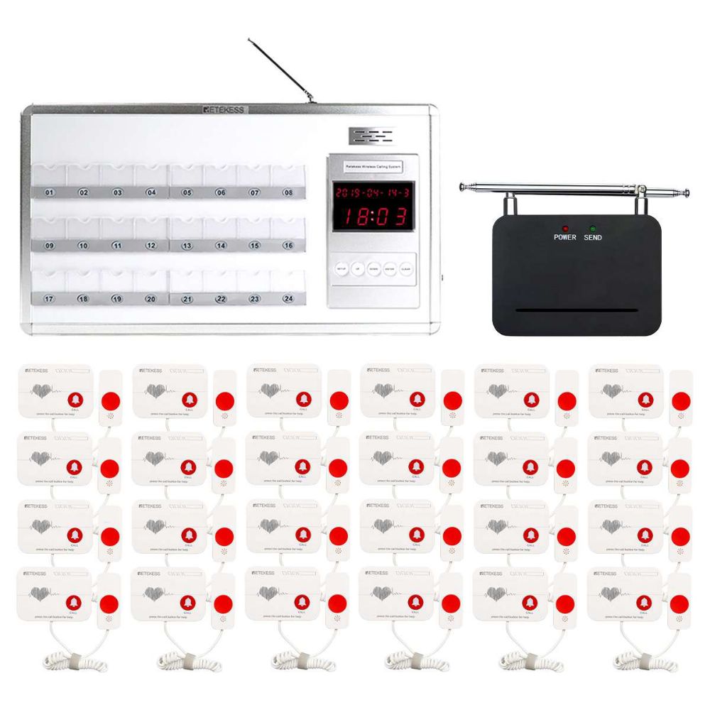 Retekess TD121 Беспроводной хост-приемник с TD021 Ретранслятор сигнала и Кнопка вызова медсестры TH006 для больницы, клиники, дома престарелых