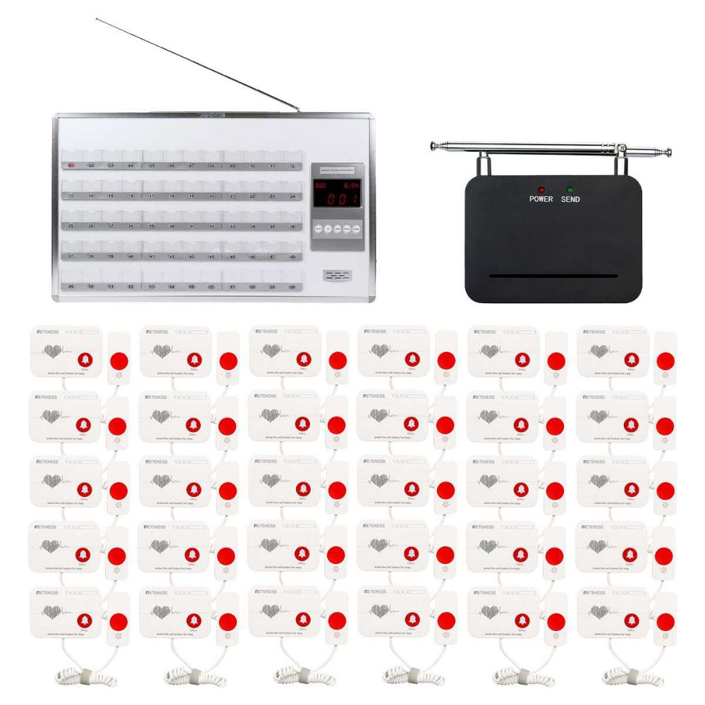Retekess TD122 Беспроводной хост-приемник с TD021 Ретранслятор сигнала и Кнопка вызова медсестры TH006 для больницы, клиники, дома престарелых