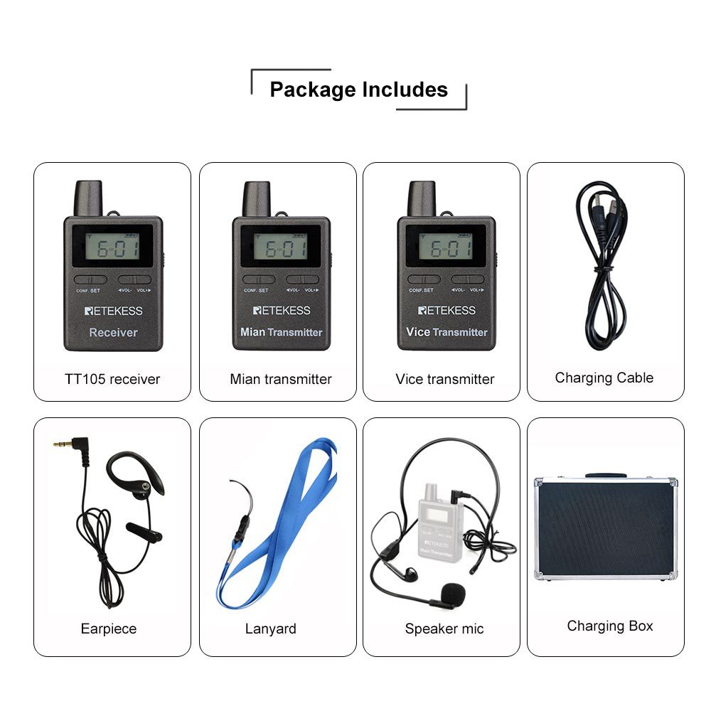 Система двусторонней связи Retekess TT105 с двумя динамиками для церковного перевода и вспомогательного прослушивания Для экскурсии по заводу